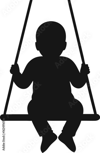 little boy sitting on swing silhouette