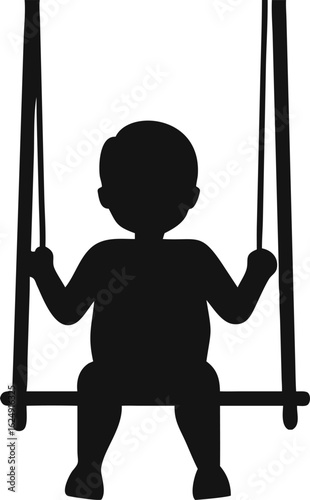little boy sitting on swing silhouette