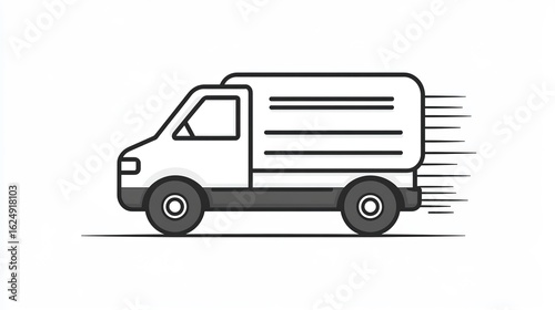 Wallpaper Mural Minimalist electric delivery truck vector icon in high-speed motion, side view line art for logistics UI design. Torontodigital.ca