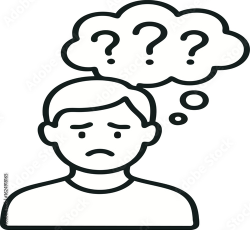 Question mark doubt confusion thinking problem solving decision making uncertainty dilemma person icon vector