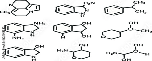 Chemical structures organic chemistry molecules science compounds formula diagrams scientific study research