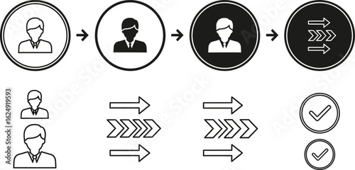 Process diagram workflow steps transformation progression
