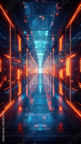 Neon Glow: A Futuristic Digital Corridor