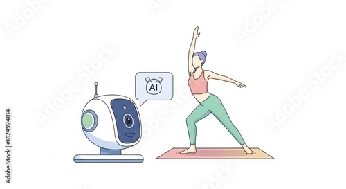Artificial intelligence guided fitness routine with a friendly robot instructor providing