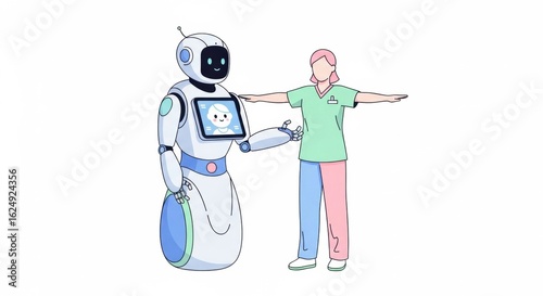 Advanced technological integration in healthcare represented by robot assistance for nurse