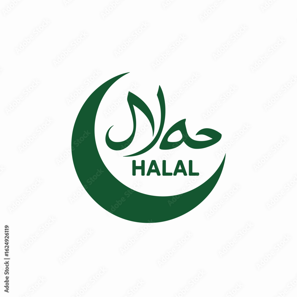 Halal Certification Icon – Crescent Symbol for Food Labeling Halal Certification Icon – Crescent Symbol for Food Labeling