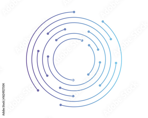 Circuit board circle line dots connection. Motherboard electronic technology data, electrical board, cpu. Programming science, computer system elements