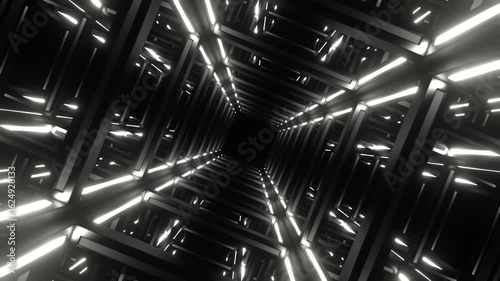 White Movement Through Neon Frame Background VJ Loop in 4K