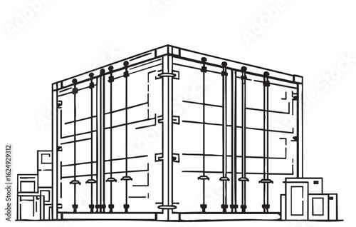 commercial storage premises sketch. illustration abstract modern urban building