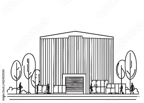 commercial storage premises sketch. illustration abstract modern urban building