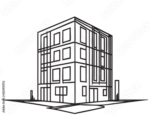 commercial storage premises sketch. illustration abstract modern urban building