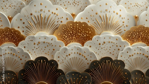 Elegant Gold and White Floral Pattern Texture:  Luxury Design Background for Interior Decoration