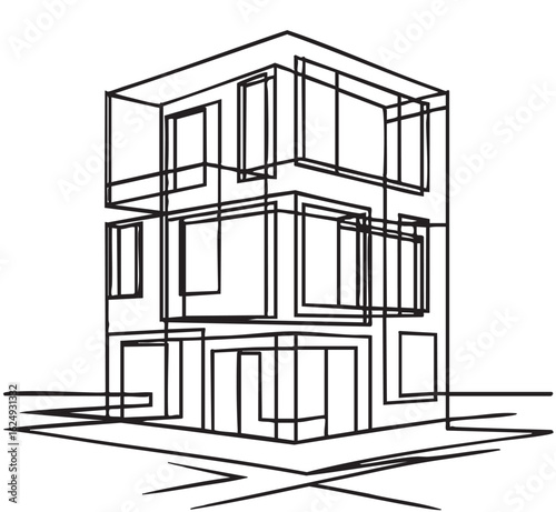 commercial storage premises sketch. illustration abstract modern urban building