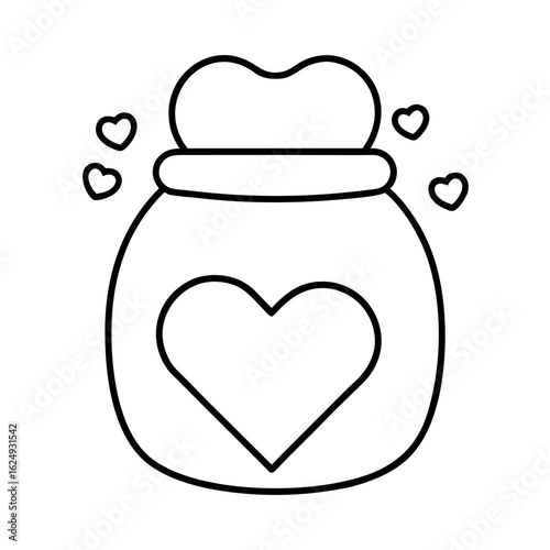 Love Jar with Hearts in Outline Style