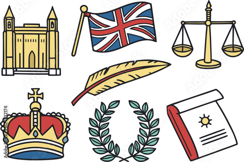 Anniversary of the Statute of Westminster Set for Historical Artwork. Vibrant Statute of Westminster Anniversary Set for Cultural Designs. Colorful Anniversary of the Statute of Westminster Set
