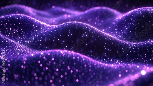 Purple Glittering Waves: Abstract Digital Art