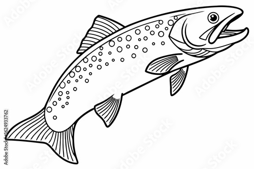 coloring page line art the trout black vector
