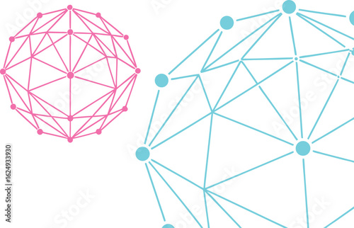 Abstract geometric network spheres with connected nodes and lines