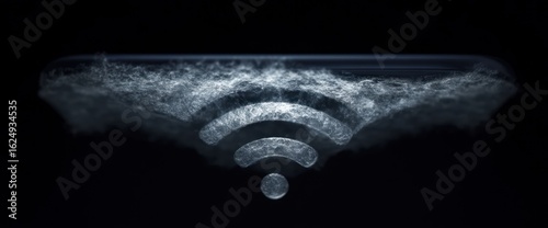 Abstract Wifi Symbol Emitting from Device