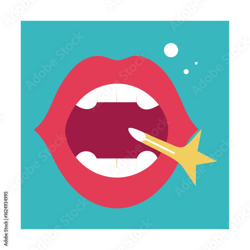 Open Mouth with Toothbrush and Spark Icon