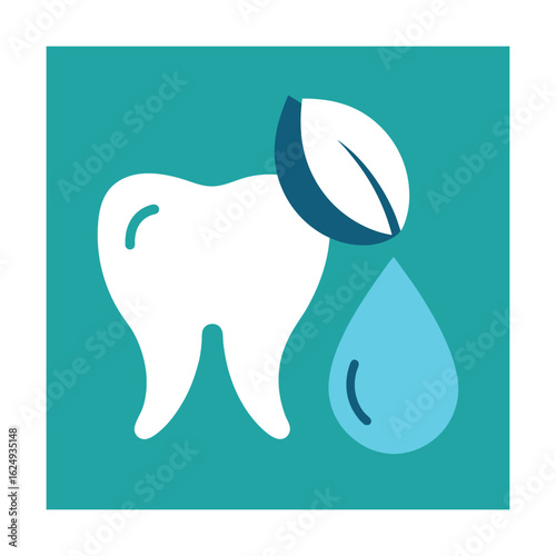 Tooth Water Leaf Combination Icon Design