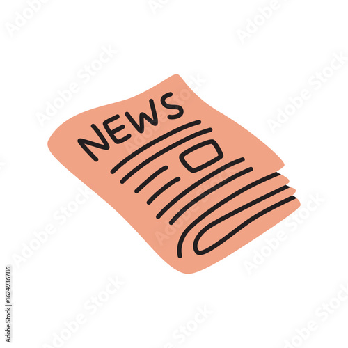 Doodle newspaper icon hand drawn in a modern minimalistic style isolated on white background. Vector illustration