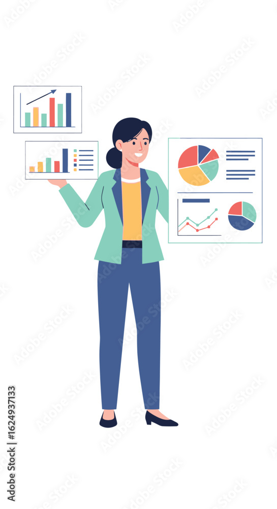Businesswoman Presenting Financial Data Charts Businesswoman Presenting Financial Data Charts