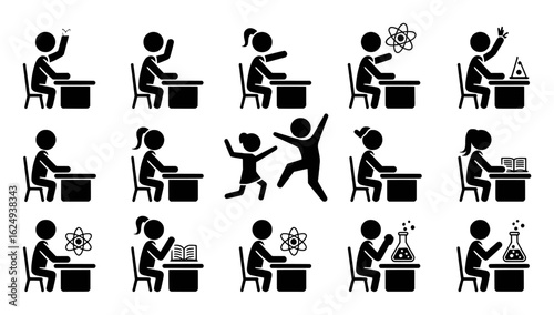 Students learning and participating in classroom activities education science