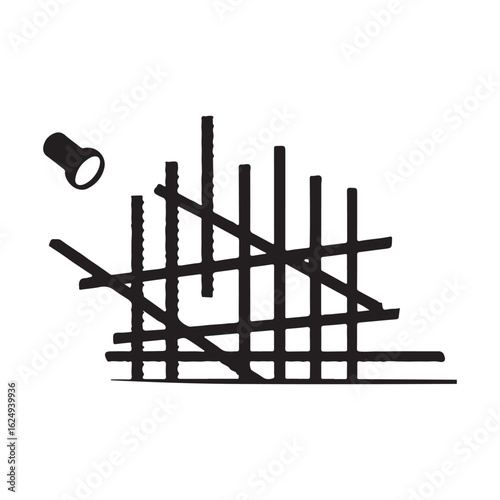 Abstract dark blue lines forming a chaotic pattern silhouette vector isolated on white background.