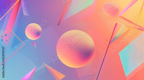 Wallpaper Mural Modern Gradient Geometry Background Images: Sleek Combinations of Geometric Shapes, Smooth Color Transitions, and Bold Patterns, Featuring Triangles, Circles, and Polygons in Vibrant Gradients, Ideal  Torontodigital.ca