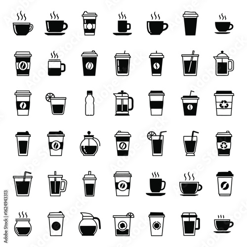 Coffee cups drinks beverages hot cold vector