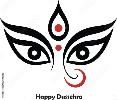 Happy Dussehra Lord Durga Eyes Illustration