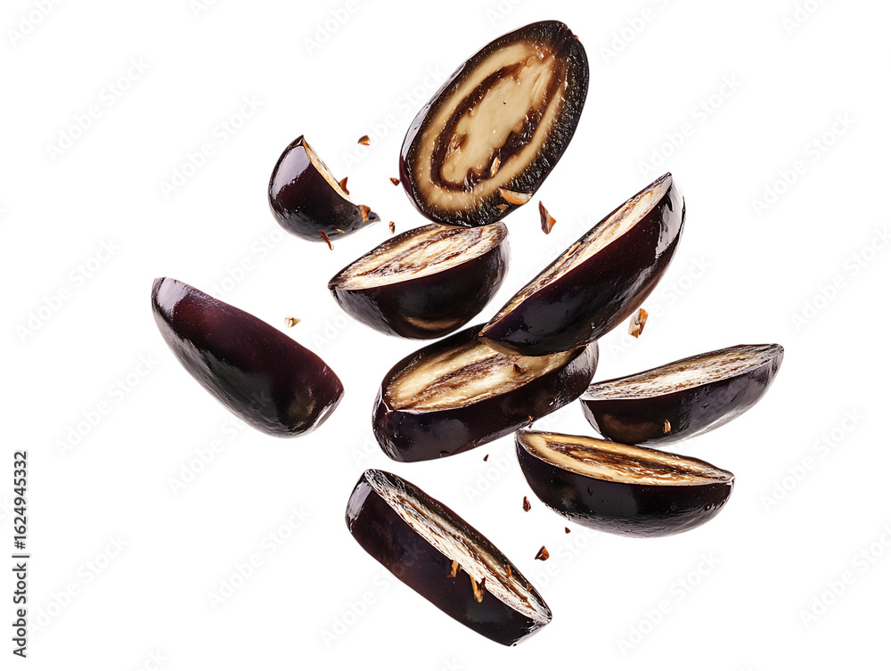 Fototapeta premium eggplant slice Pile falling
