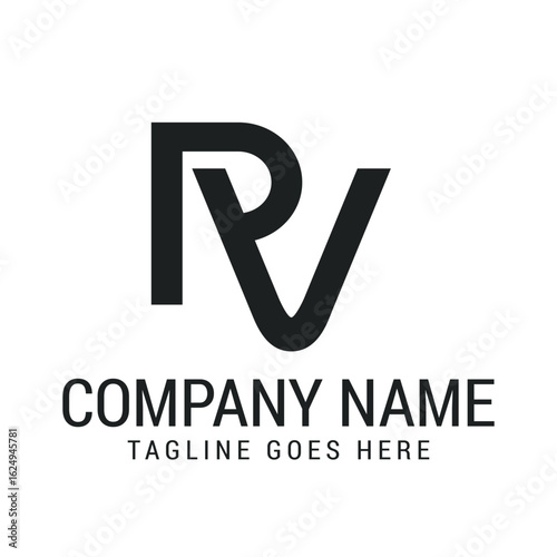 Creative Letter PV or VP Modern Minimalist Vector Logo Design Templates for Brand