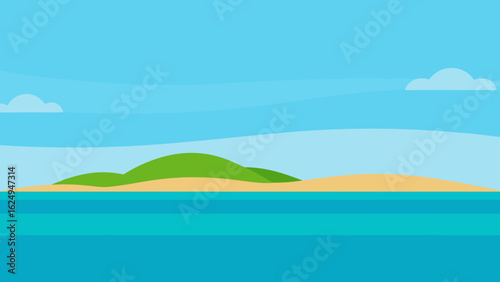 Expansive Clean Horizon View of Beach and Island