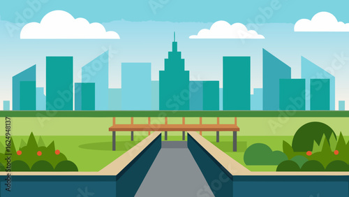 Elevated Park Space with Clear Skyline View and Urban Garden