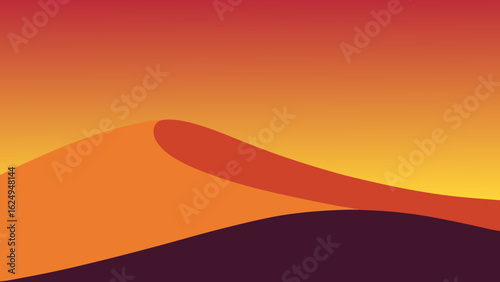Dune Ridge Silhouette Under Warm Sunset Gradients Scenic View