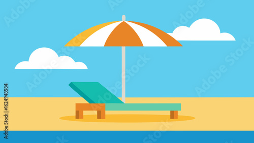 Flat Style Beach Lounge Scene Without People Coastal Relaxation