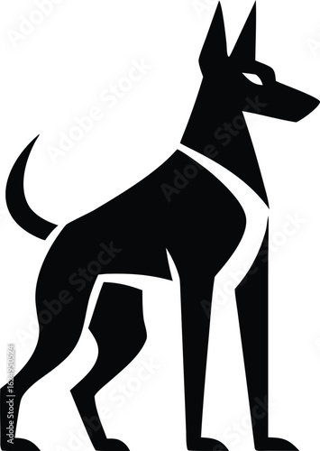 Belgian Malinois dog vector silhouette isolated on white background ideal for police breed illustrations