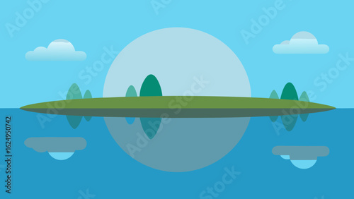 Flooded Plain with Mirror Like Reflection and Clear Sky Landscape