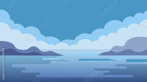 Fog Rolling in Over Coastal Water and Mysterious Ocean Scene