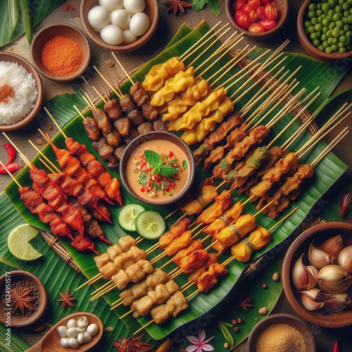 A taste of the digital future AI-crafted satay platter promoting eco-friendly sustainability and green tech eco innovation for a smart city.