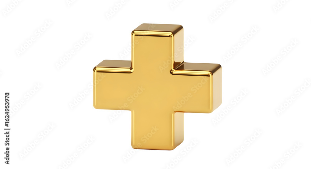 Obraz premium A golden plus sign on a black background isolated .ai generative, transparent background, white background. isolated on white background, png, jpeg, jpg.