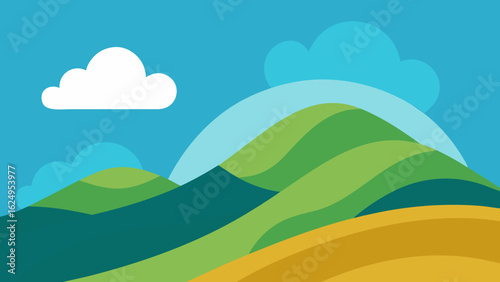 Paper Cut Hill and Sky Scenery with Curled Shadow Effect