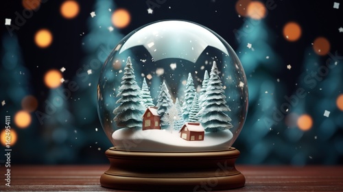 Crystal ball with snow and a Christmas tree inside winter in a snow globe, trees and snow, animated gifs
