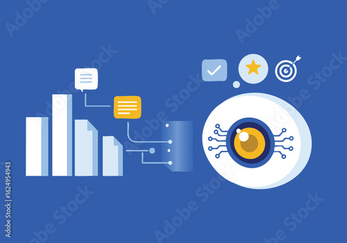 AI Powered Data Analysis and Vision Technology Illustration