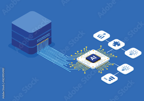 Artificial Intelligence Processing Data Cloud Server Network Concept