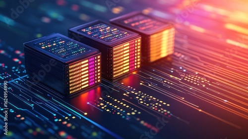 Neon Servers:  Digital Data Centers in a Futuristic Technological Landscape