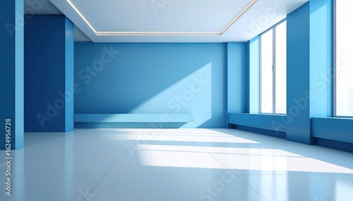 Wallpaper Mural Contemporary interior design showcase minimalist space modern architecture bright blue walls open floor plan professional photography Torontodigital.ca