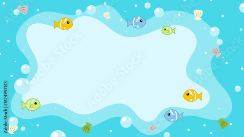background with a deep sea theme, small fish swimming